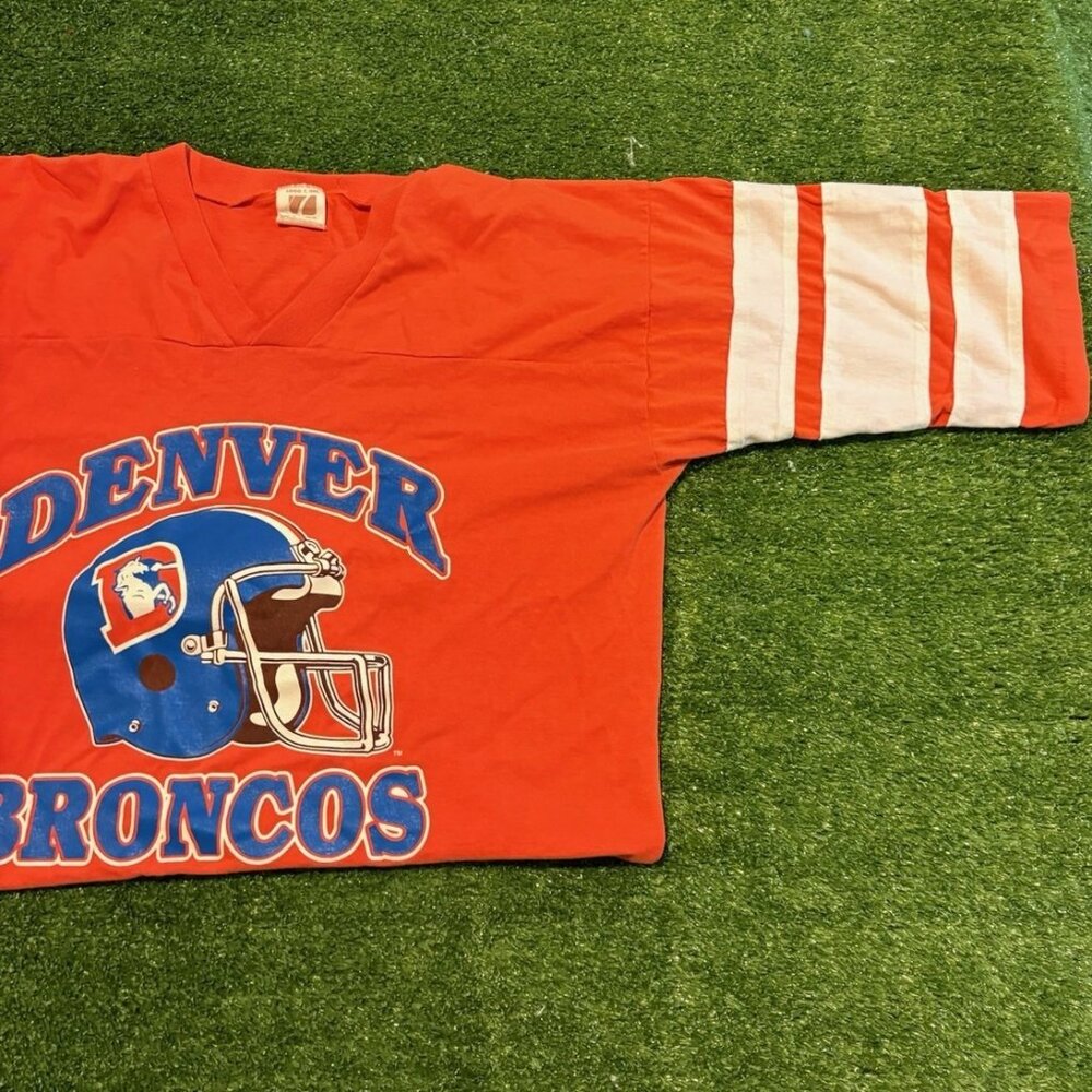 Vintage Denver Broncos shirt mens large orange blue logo 7 1990s NFL 27 - Picture 7 of 12